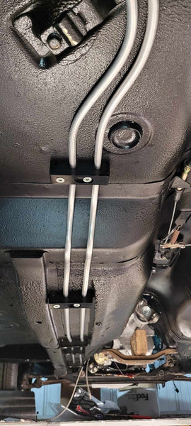 Mazda RX3, 808, fuel line bracket set. Suit OEM brake plus customised fuel lines.