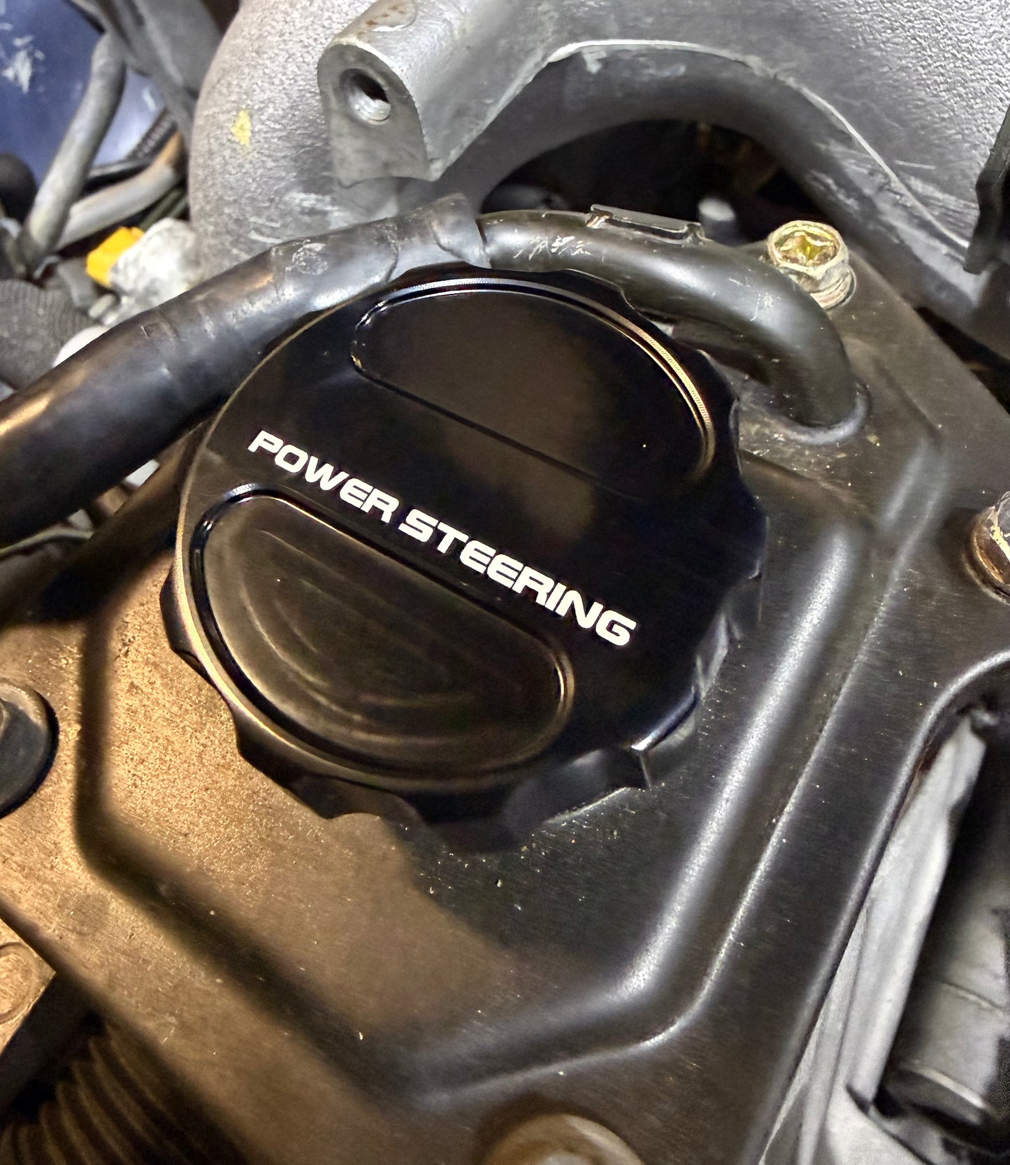 Subaru WRX GC Impreza Billet Power Steering Reservoir Cap (power steering text)