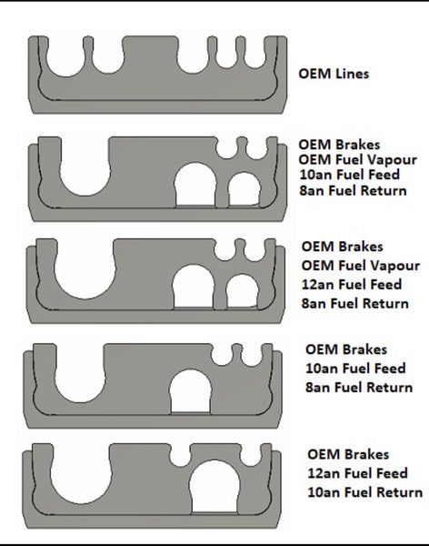 R35 GTR billet fuel bracket set.