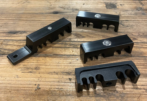 R35 GTR billet fuel bracket set.